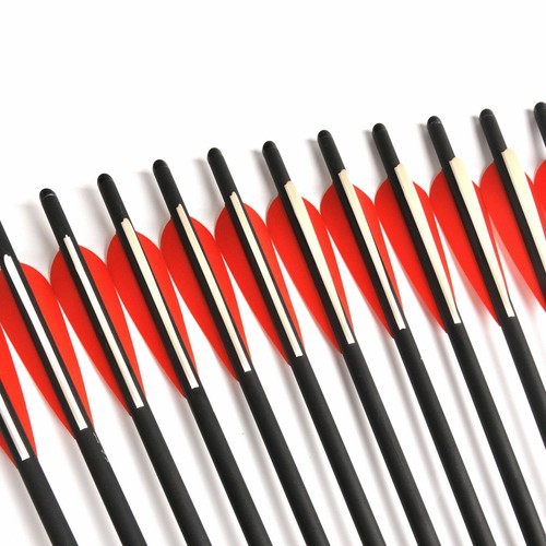 6/24pcs 17/20" Red&white Vanes Arrows Archery W/Feather Shooting Practice - Picture 4 of 13