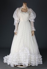 Bridallure Vintage 1980s Ivory Lace Southern Bell Wedding Dress sz 12
