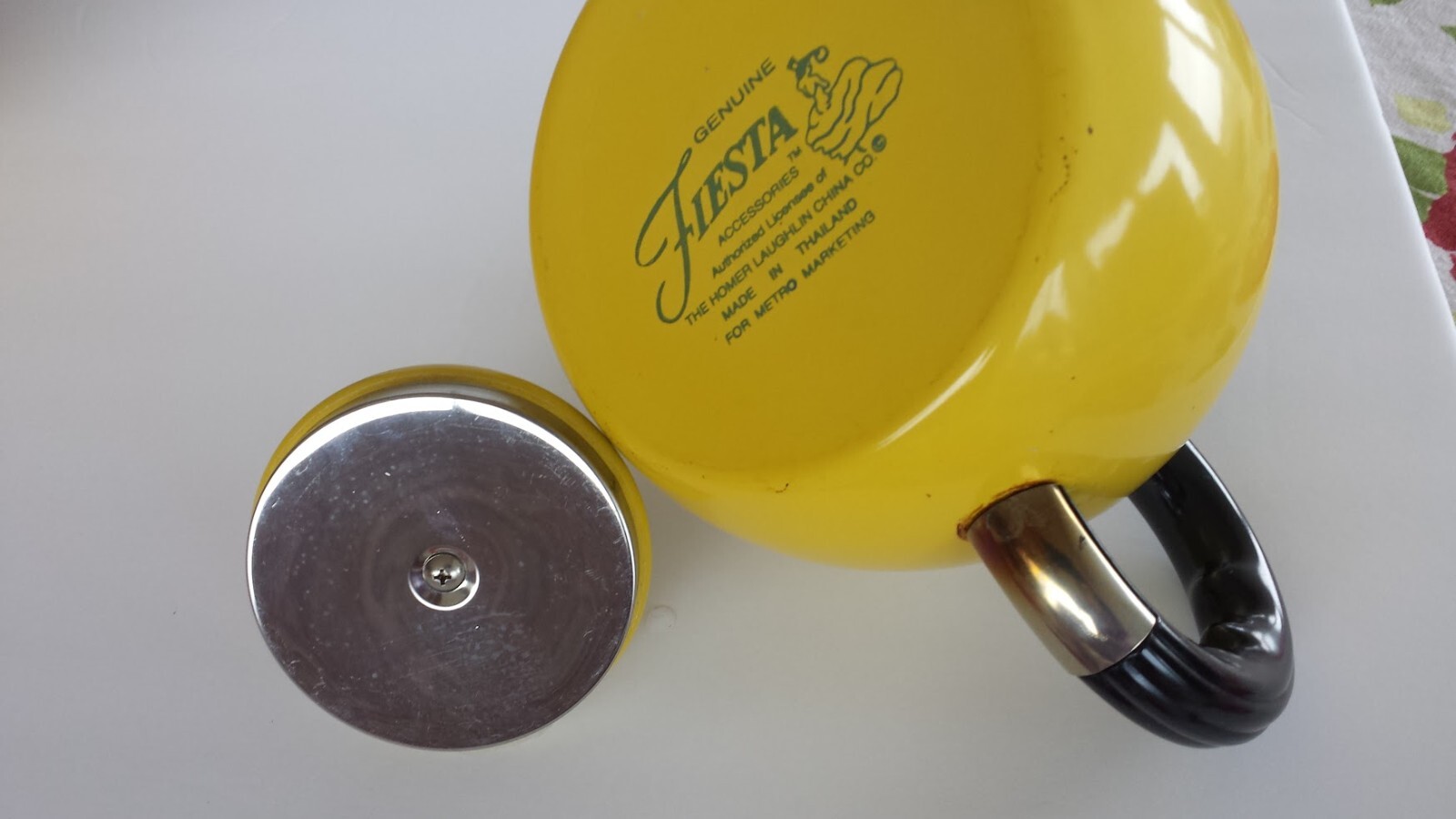 Genuine FIESTA Yellow Enamel Over metal Tea Kettle Made in Thailand eBay