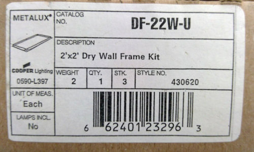 Cooper Lighting DF-22W-U Metalux, 2'x2' Dry Wall Frame Kit style#430620 - Picture 3 of 3