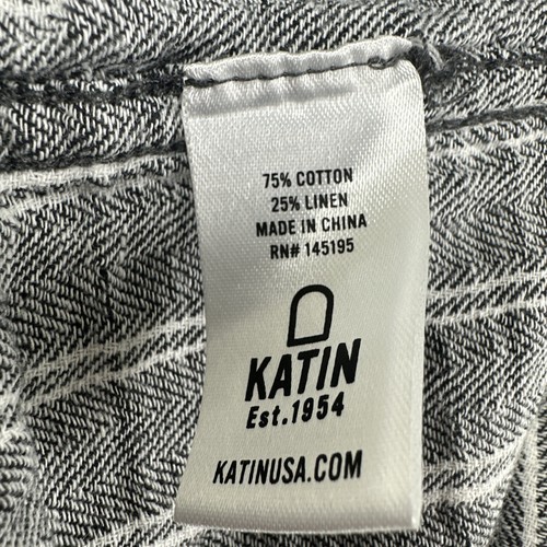 Katin Gray Stripe Linen Cotton Camp Shirt Short Sleeve Loop Collar Mens XL - Picture 6 of 8