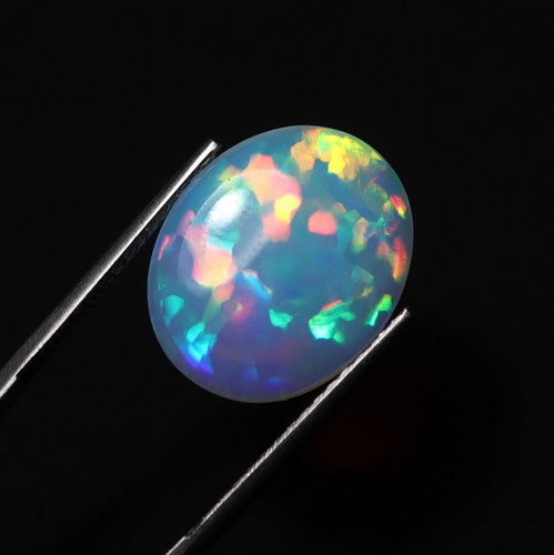 8.5 Cts 19.1x15.8 MM Natural AAA Grade Rainbow Fire Ethiopian Opal Oval Cabochon - Picture 12 of 13