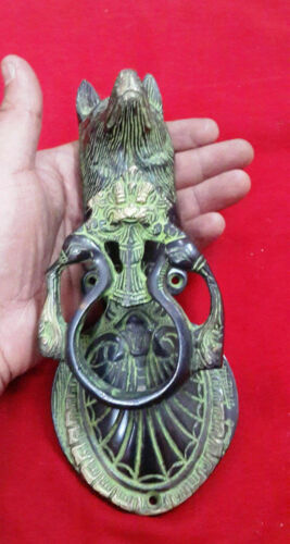 Brass Door Knocker Wolf Dog Shape Front Gate Pull Vintage Style Home Decor RD01 - Foto 9 di 9