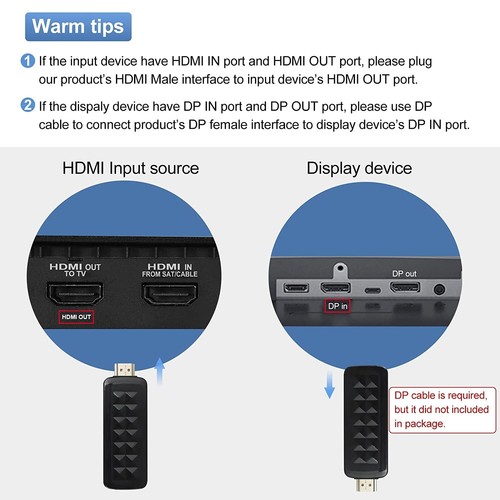 HDMI to DisplayPort, FERRISA HDMI to DisplayPort Cable Adapter, HDMI Male to DP - Picture 6 of 6