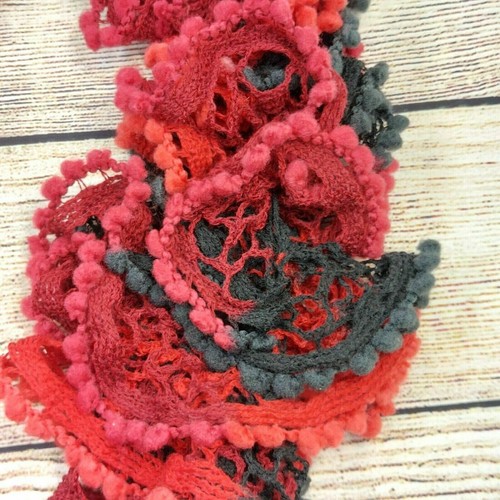 Women Knit Scarf Handmade Warm Crochet Scarves Winter Neck Warmer Gift Black/Red - Picture 10 of 12