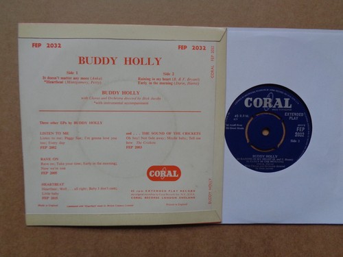 Buddy Holly - It Doesn't Matter Anymore + 3 - round centre Coral EP - Picture 2 of 2