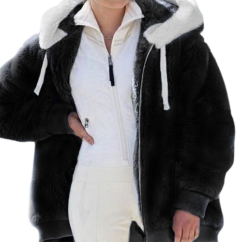 Damen Oversize Hoodie Mantel Winter warm weich Plüsch Fleece Reißverschluss Cardigan Jacke - Bild 27 von 42