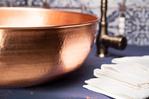Fregadero de cocina de cobre mate para granja | Cuenco individual recipiente de cobre fregadero baño - Imagen 2 de 20