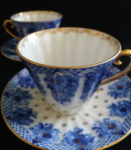 2 x Lomonosov Porcelain Tea Sets Cup and Saucer Bridesmaid Baskets Blue 4 pcs - Picture 11 of 16