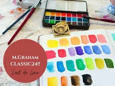 M.G artist 24 Colors Watercolor Paint -honey based-Repackaged Pans - Travel 1 ml