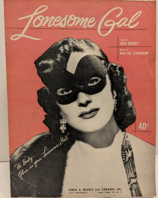 Lonesome Gal Sheet Music Jean King Piano Voice Ukulele 1951 Pop F1U Lonesome Gal Sheet Music Jean King Piano Voice Ukulele 1951 Pop F1U