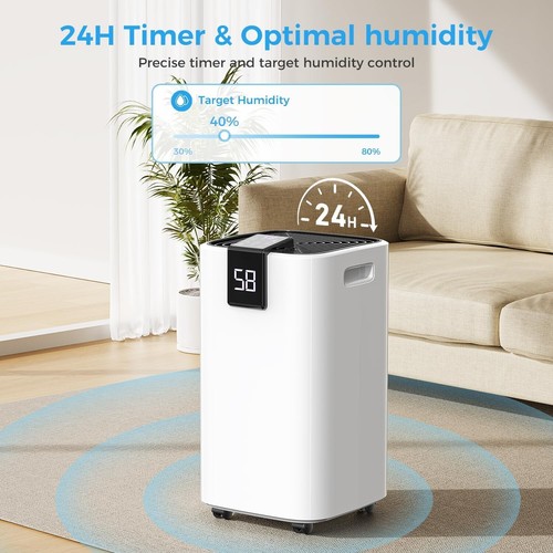 Dehumidifier 4000 Sq.Ft 45 Pint w/ Drain Hose, Timer, Auto Defrost, for Basement - Picture 7 of 8