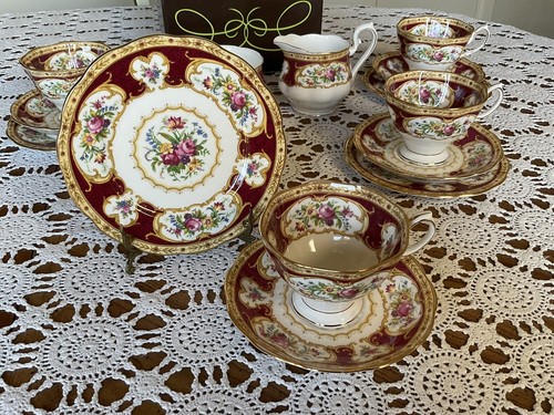 Royal Albert Lady Hamilton Tea Trio :Tea Cup, Saucer&Dessert Plate + 3serving Pc - Picture 5 of 9