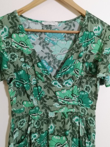 Spell & The Gypsy Floral Mini Wrap Dress Green Short Sleeve Size S - Picture 2 of 14