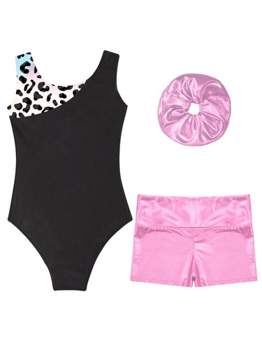 Girls Set Stretchy Clothes Sparkly Outfit Sport Leotards Metallic Bodysuit Kids - Picture 38 of 53