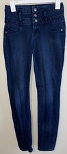 REFUGE highwaist, super skinny size 4 woman  s jeans, dark blue, 3 button