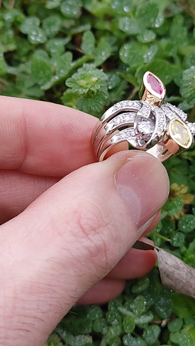 Unique Estate Yellow Diamond & Pink Sapphire Ring in 14k White / Yellow Gold SZ7 - Video 1 of 1