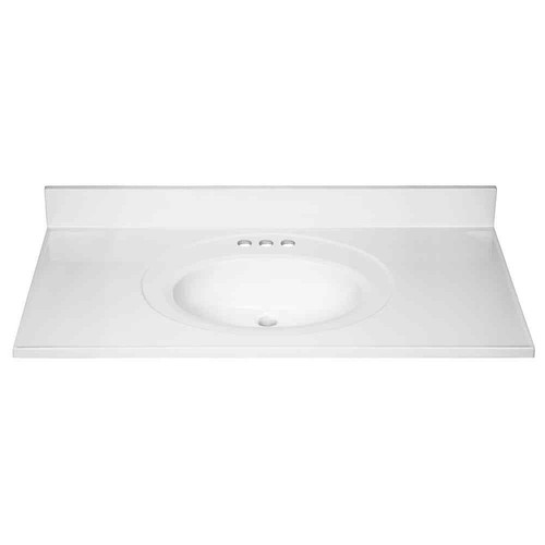 43 in. W x 22 in. D Cultured Marble Vanity Top in Solid White with Solid White B - Picture 3 of 3