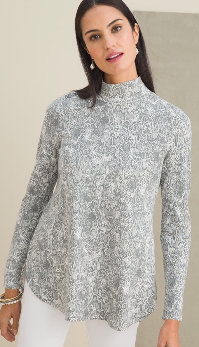 Chico's 0 Size Small Snake Python Print Zip Back … - image 4