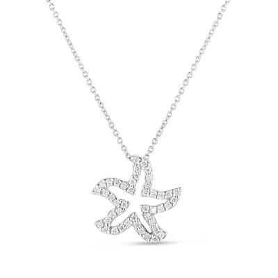 ROBERTO COIN Tiny Treasures Diamant Seestern Anhänger Halskette in 18K Weißgold 