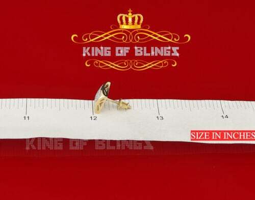 10K Yellow Real Gold Real Diamond 0.20CT Silver Men's /Womens Studd Earring - Picture 6 of 10