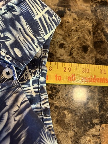 Coastal Hawaiian Aloha Shirt Medium Blue Palm Trees Cotton Slim Fit Casual Dress - Picture 6 of 9