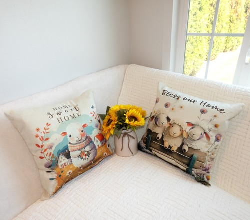 Clearance Throw Pillow Covers, 18x18 & 20x20, White Farmhouse Cute Animal Print - Picture 14 of 27