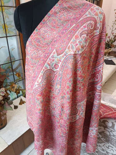 Flor de Paisleys ~ Mantón detallado Kani Jamavar tejido a mano 100 % cachemir pashmina - Imagen 5 de 7