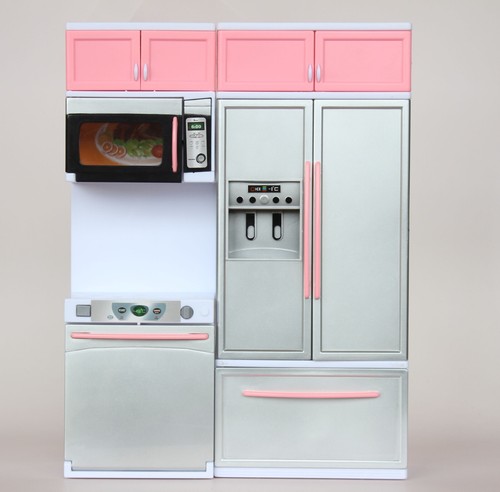 Barbie Puppenküche Kühlschrank Herd Mikrowelle funktioniert Möbel Spielset