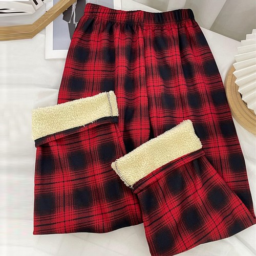 Ladies Thick Plaid Pants Winter Thermal Fleece Lined Stretch Leggings Pants - Picture 33 of 33
