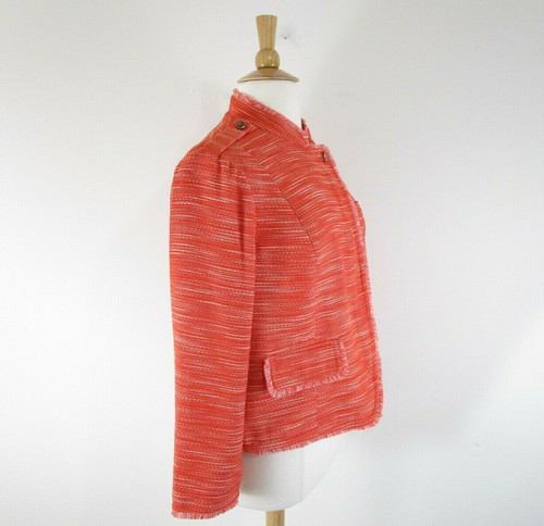 Chicos Plus Size Orange Tweed Full Zip Moto Jacket Size 3 XL 16 NWT $129 - Picture 2 of 12