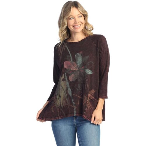 Jess & Jane Mineral Washed Patch Pocket Cotton Tunic - Field Notes, Wine NWT