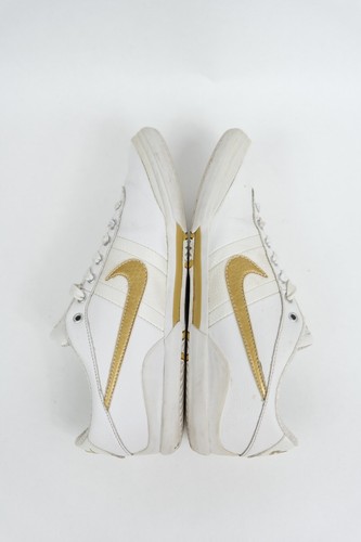 Nike White Gold Leather Sneakers Women’s VINTAGE Y2K US 7 UK4.5 EU 38 - Picture 7 of 10