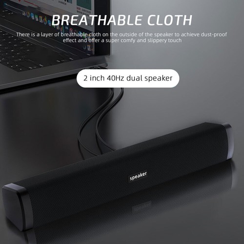LED USB Powered Wired Sound Bar Bass Speakers TV Computer For PC Desktop Tablets - Photo 4/15