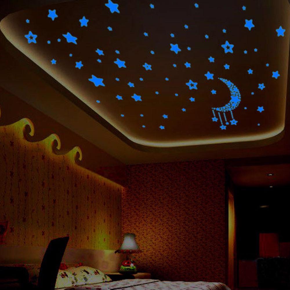 A Set Bady Kids Bedroom Fluorescent Glow In The Dark Stars Wall