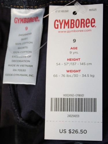 2007 Gymboree Glamour Kitty Jean Skort sz 9 NWT Denim Cat Gold Heart Pockets - Picture 10 of 11