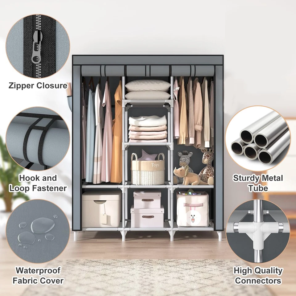 HBN Armario Portátil Armario, Armario Organizador con Cubierta de Tela No Tejida Foto 2 de 4