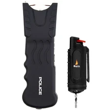 POLICE Stun Gun Burn Pepper Spray Combo for Women Men Self Defense 916 Black