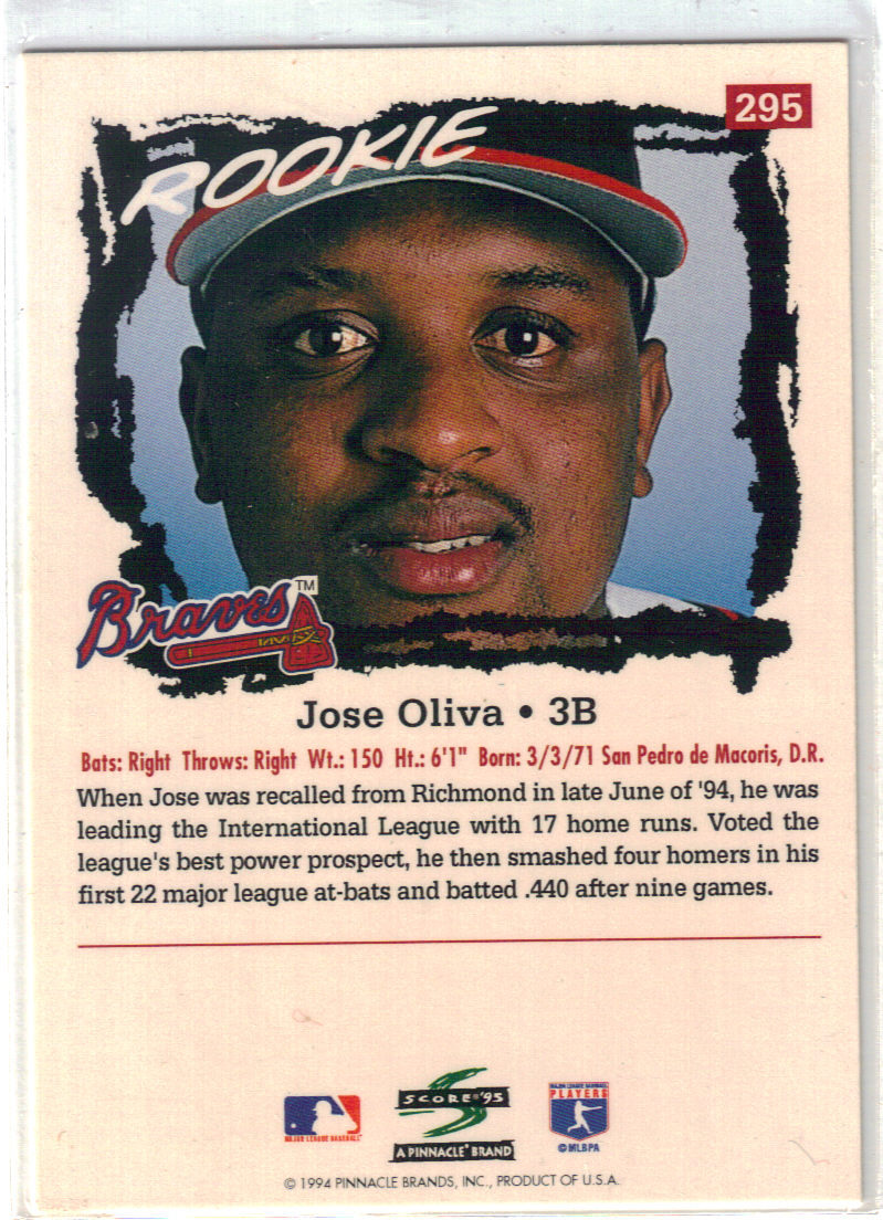 1995 Score Jose Oliva #295 Atlanta Braves Baseball Card | eBay
