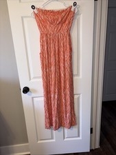 Rachel Kate Maxi Dress Women’s With Pockets Size M-L Orange White