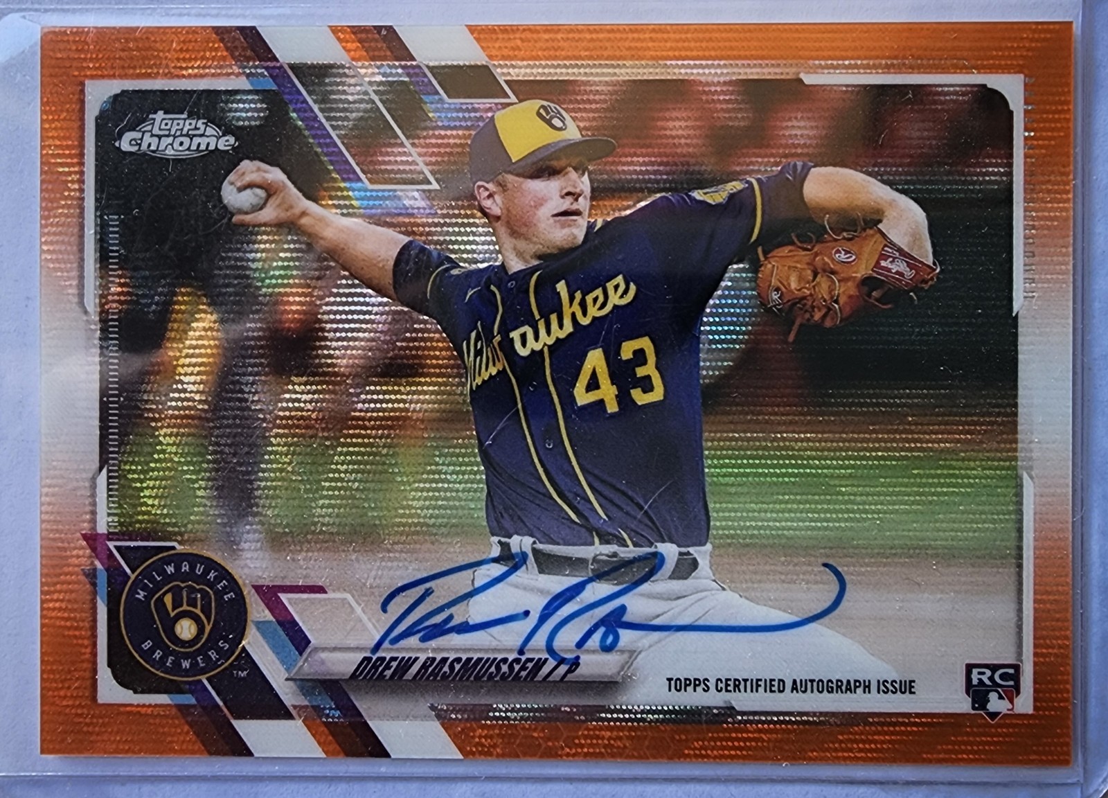2021 Topps Chrome Drew Rasmussen ORANGE Refractor /25 Rookie RC AUTO #RADR