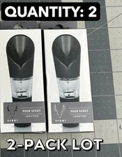 2-PACK Viski Gunmetal Aerating Pour Spout Wine Aerator Drip Free Stainless Steel