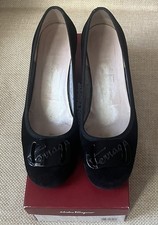 Salvatore Ferragamo New Vara My Charm Suede Black Pumps Heels Shoes 9 B