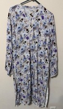 Women's Lace Kurta Long Shirt And Pant Set White Blue Floral Print Size XL