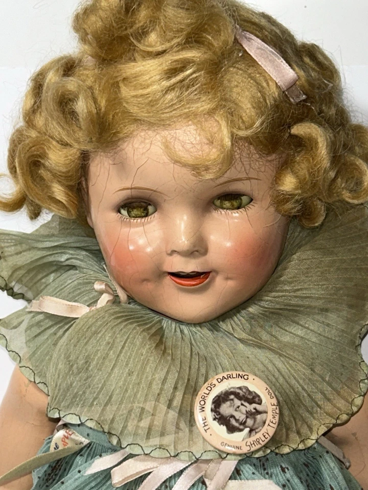Shirley Temple Ideal Composition Doll 22” Original Clothes, Composition Damaged - Image 3 of 4