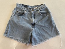 Vintage Levis 550 Orange Tab Light Wash Denim Shorts Size 16 Distressed 90s
