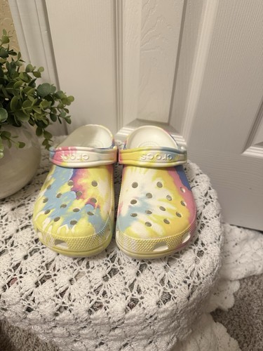Crocs Unisex Classic Tie-Dye Pastel Graphic Clogs Men’s Sz 5 Women’s 7 - Picture 3 of 9