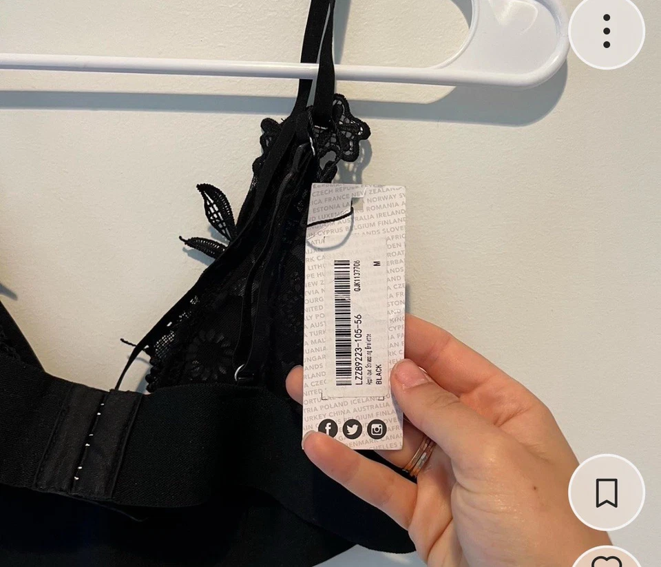 Nuevo Con Etiquetas Boohoo Bralette Negro Talla Mediana Foto 3 de 4