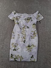 Calvin Klein Womens Dress 12P Sheath Lavendar Floral Short Sleeve