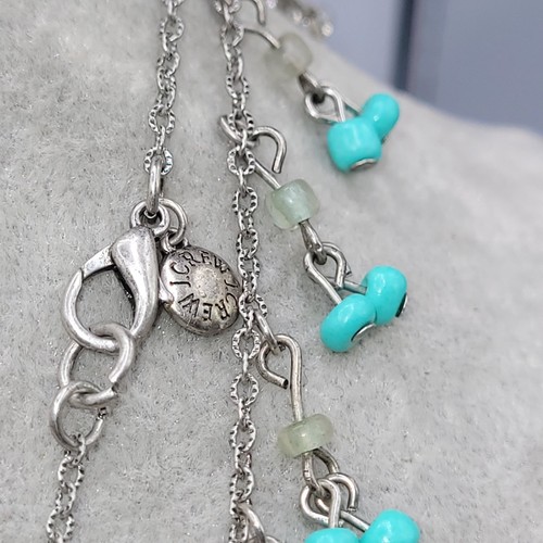 Vnt. J CREW* PONY BEAD Dangle Chain 30" Teal And Green - Picture 2 of 5